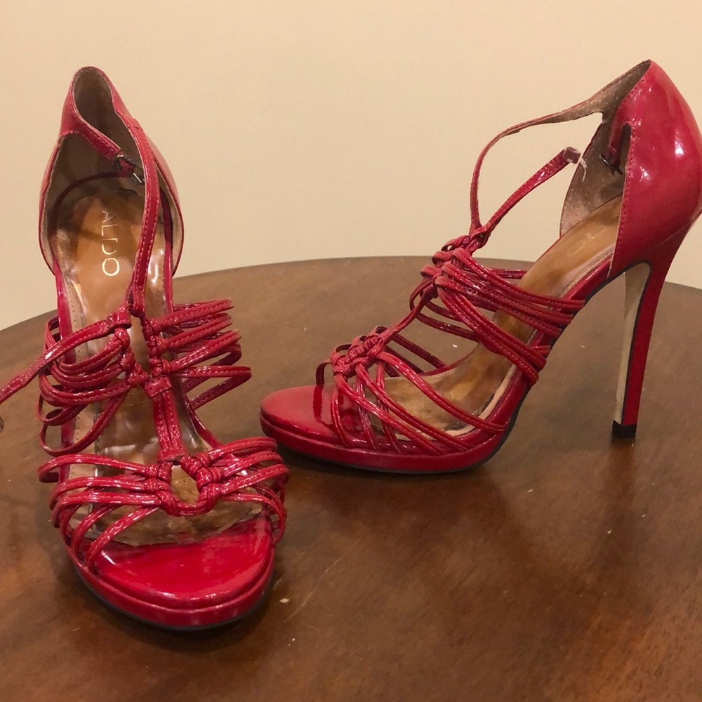 Aldo Red Patent Strappy Sandals